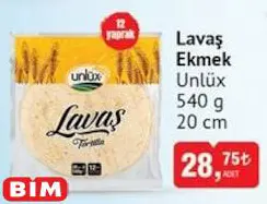 Unlüx Lavaş Ekmek 12 Yaprak 540 g 20 cm