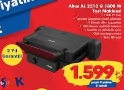 Altus AL 2213 G 1800 W Tost Makinesi