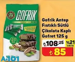 Gofrik Antep Fıstıklı Sütlü Çikolata Kaplı Gofret 125 g