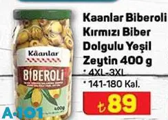 Kaanlar Biberoli Kırmızı Biber Dolgulu Yeşil Zeytin 400 G