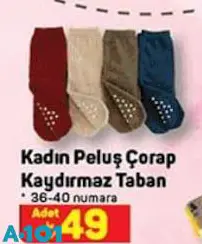 Kadın Peluş Çorap Kaydırmaz Taban