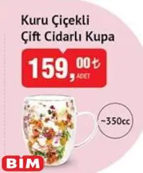 Glass in Love Kuru Çiçekli Çift Cidarlı Kupa 350 cc