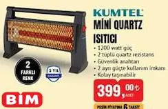 Kumtel Mini Quartz Isıtıcı 1200 W