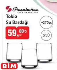 Paşabahçe Tokio Su Bardağı 270 cc 3'lü