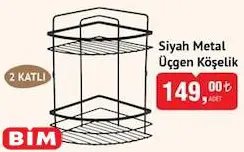 Siyah Metal Üçgen Köşelik 2 Katlı