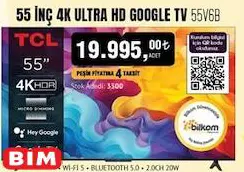 TCL 55 İnç 4K Ultra HD Google Tv 55V6B Akıllı Televizyon