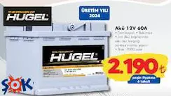 Hugel Akü 12V 60A