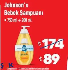 Johnson's Bebek Şampuanı 750 ml + 200 ml