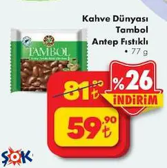 Kahve Dünyası Tambol Antep Fıstıklı Çikolata 77 g