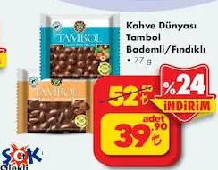 Kahve Dünyası Tambol Bademli/Fındıklı Çikolata 77 gr