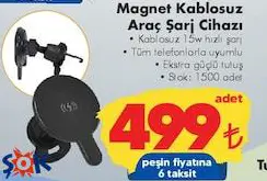 Magnet Kablosuz Araç Şarj Cihazı