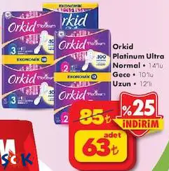 Orkid Platinum Ultra Normal 14'lü/Gece 10'lu/Uzun 12'li Ped