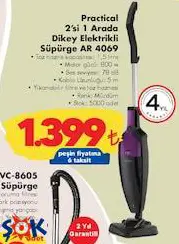 Practial 2'si 1 Arada Dikey Elektrikli Süpürge AR 4069