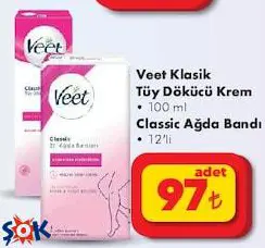 Veet Klasik Tüy Dökücü Krem 100 ml/Classic Ağda Bandı 12'li