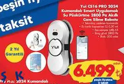 Yui CS16 Pro 2024 Kumandalı Smart Uygulamalı Su Püskürtme 2800 Pa Akıllı Cam Silme Robotu