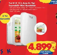 Yui K14 12 l Araç Ev Tipi Taşınabilir Mini Buzdolabı