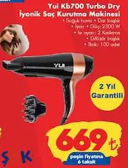 Yui KB700 Turbo Dry İyonik Saç Kurutma Makinesi