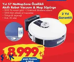 Yui S7 NoMopZone Özellikli Akıllı Robot Vacuum & Mop Süpürge