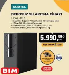 Kumtel HSA-103 Deposuz Su Arıtma Cihazı