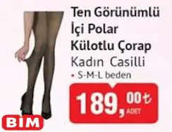 Casilli Ten Görünümlü İçi Polar Külotlu Çorap Kadın