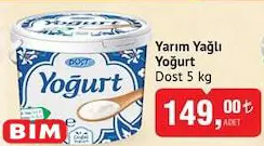 Dost Yarım Yağlı Yoğurt 5 kg