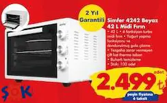 Simfer 4242 Beyaz 42 L Midi Fırın