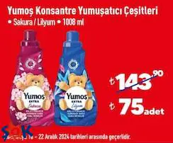 Yumoş Konsantre Yumuşatıcı Çeşitleri 1008 ml