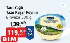 Binvezir Tam Yağlı Taze Kaşar Peyniri 500 G