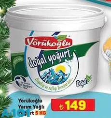 Yörükoğlu Yarım Yağlı Yoğurt 5 Kg