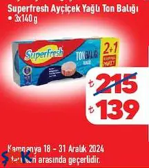 Superfresh Ayçiçek Yağlı Ton Balığı 3X140 G