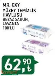 Mr.Oxy Yüzey Temizlik Havlusu Beyaz Sabun Lavanta 100'Lü