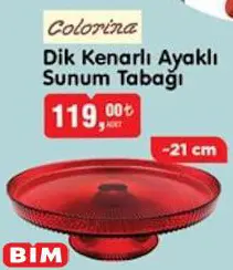 Colorina Dik Kenarlı Ayaklı Sunum Tabağı 21 Cm