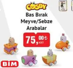 Cosby Oyuncak Bas Bırak Meyve/Sebze Arabalar