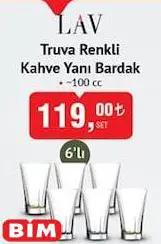 Lav Truva Renkli Kahve Yanı Bardak 100 Cc 6'Lı