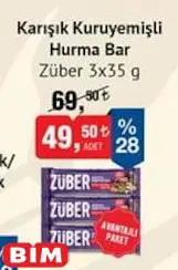 Züber Karışık Kuruyemişli Hurma Bar 3x35 g