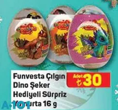 Funvesta Çılgın Dino Şeker Hediyeli Sürpriz Yumurta 16 G