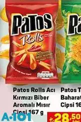 Patos Rolls Acı Kırmızı Biber Aromalı Mısır Cipsi 167 G