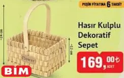 Gardenware Hasır Dekoratif Sepet