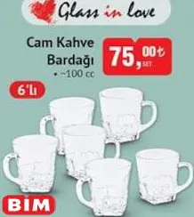 Glass in Love Cam Kahve Bardağı 100 cc 6'lı