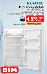 Kumtel Mini Buzdolabı +- 93/100 L