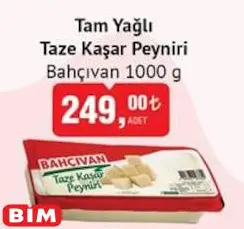 Bahçıvan Tam Yağlı Taze Kaşar Peyniri 1000 G