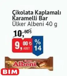 Ülker Albeni Çikolata Kaplamalı Karamelli Bar 40 G