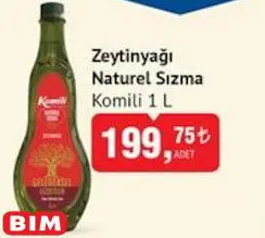 Komili Zeytinyağı Naturel Sızma 1 L