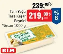 Yörsan Tam Yağlı Taze Kaşar Peyniri 1000 G