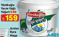 Yörükoğlu Yarım Yağlı Yoğurt 5 kg