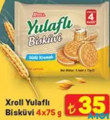 Xroll Yulaflı Bisküvi 4x75 g