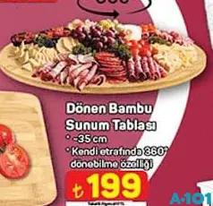 Dönen Bambu Sunum Tablası 35 cm