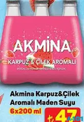 Akmina Karpuz&Çilek Aromalı Maden Suyu  6x200 ml