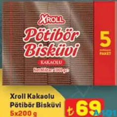 Xroll Kakaolu Pötibör Bisküvi 5x200 g