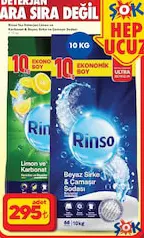 Rinso Toz Deterjan Limon ve Karbonat & Beyaz Sirke ve Çamaşır Sodası 10 kg